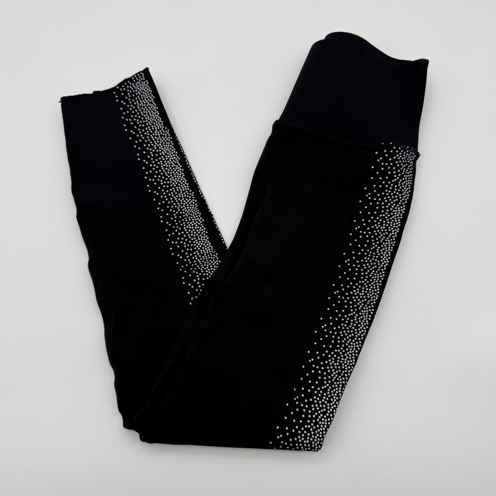 Fabletics SculptKnit High‎ Waisted Cropped Leggings Black Silver Dots Womens XS